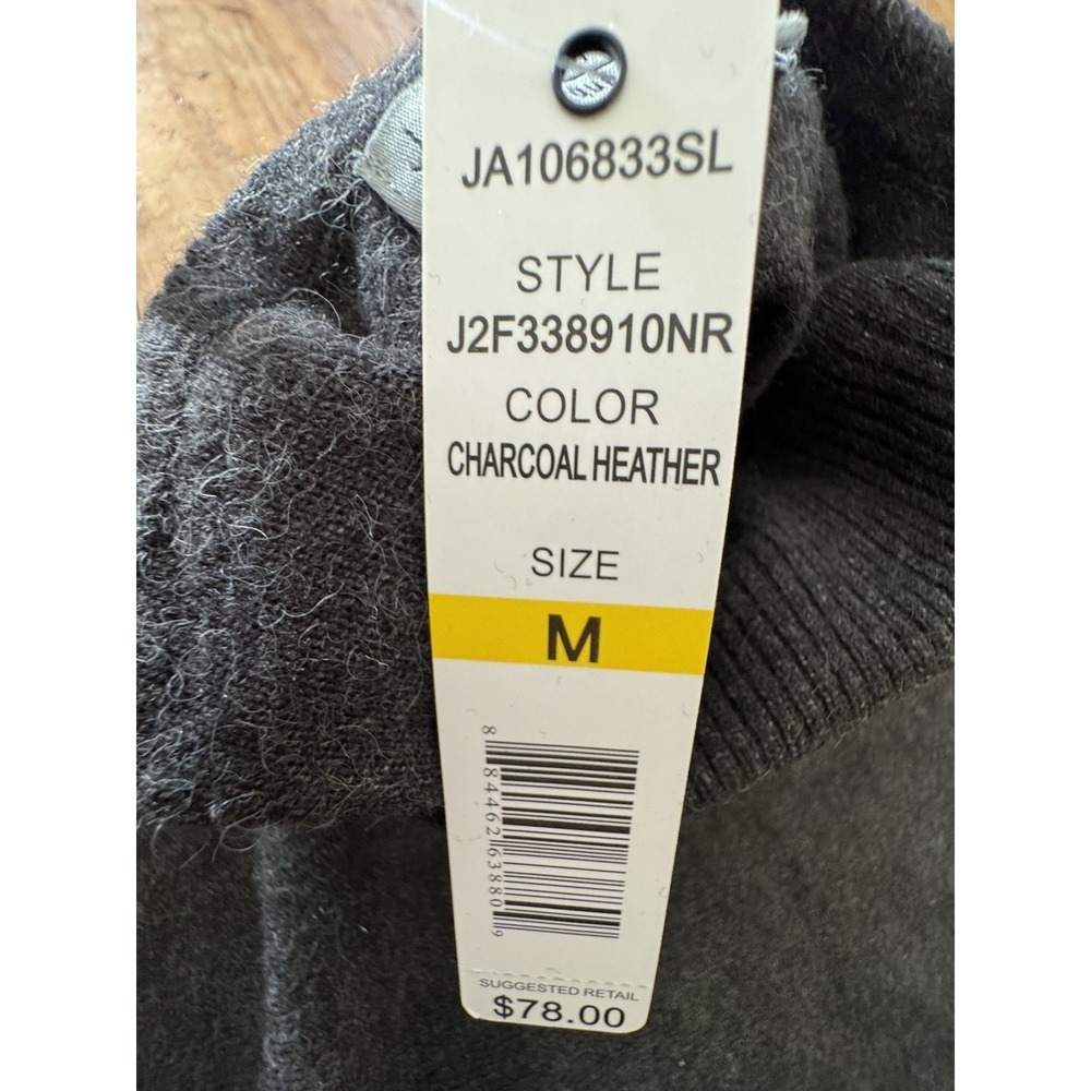 NWT Joseph A. Turtleneck Sweater Poncho Ruffle Hem Buttons Rayon Charcoal Sz M - Picture 4 of 10